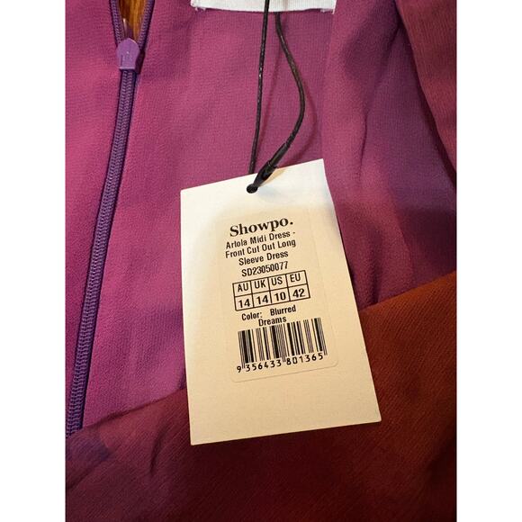 SHOWPO. Artola Front Cut Out Midi Print Long Sleeve Dress NEW - Picture 6 of 7